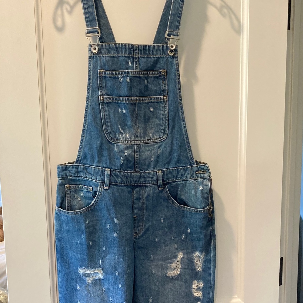 ZARA Denim "Talk to the Hand" Overalls (Sz M) Almost New! Worn once!